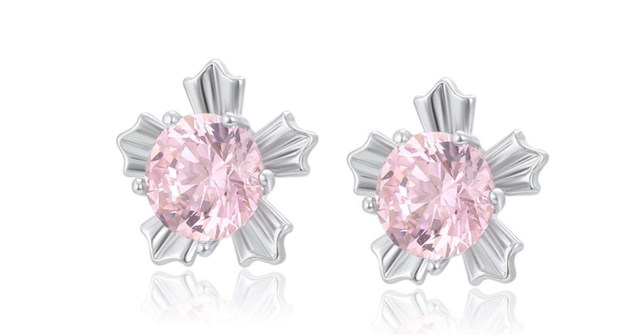 Flor diamante rosa chapados en platino