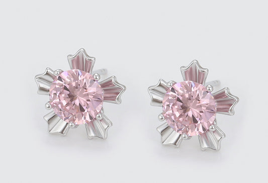 Flor diamante rosa chapados en platino