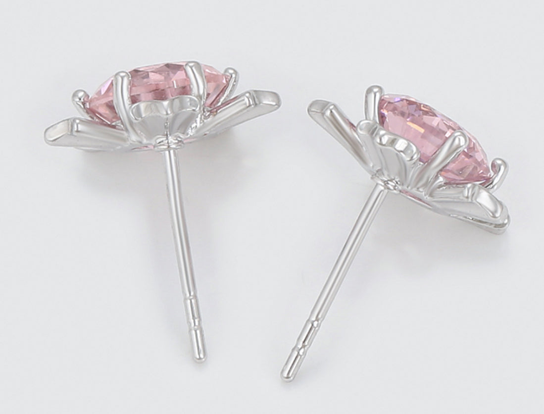 Flor diamante rosa chapados en platino