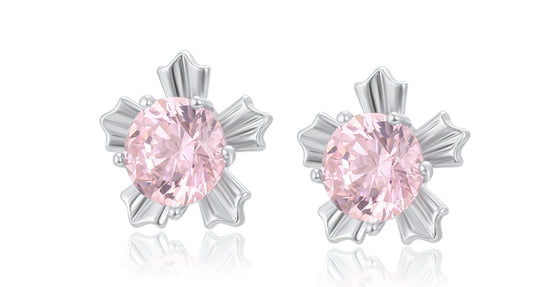 Flor diamante rosa chapados en platino
