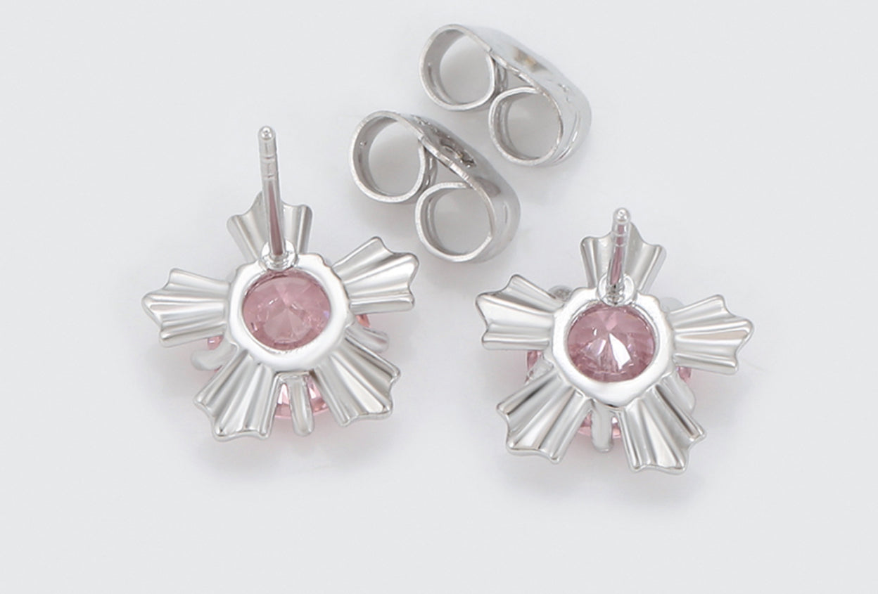 Flor diamante rosa chapados en platino