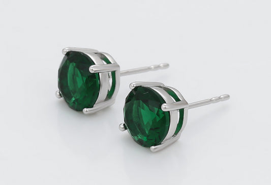 Pendientes Esmeralda bañados en platino
