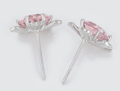 Flor diamante rosa chapados en platino
